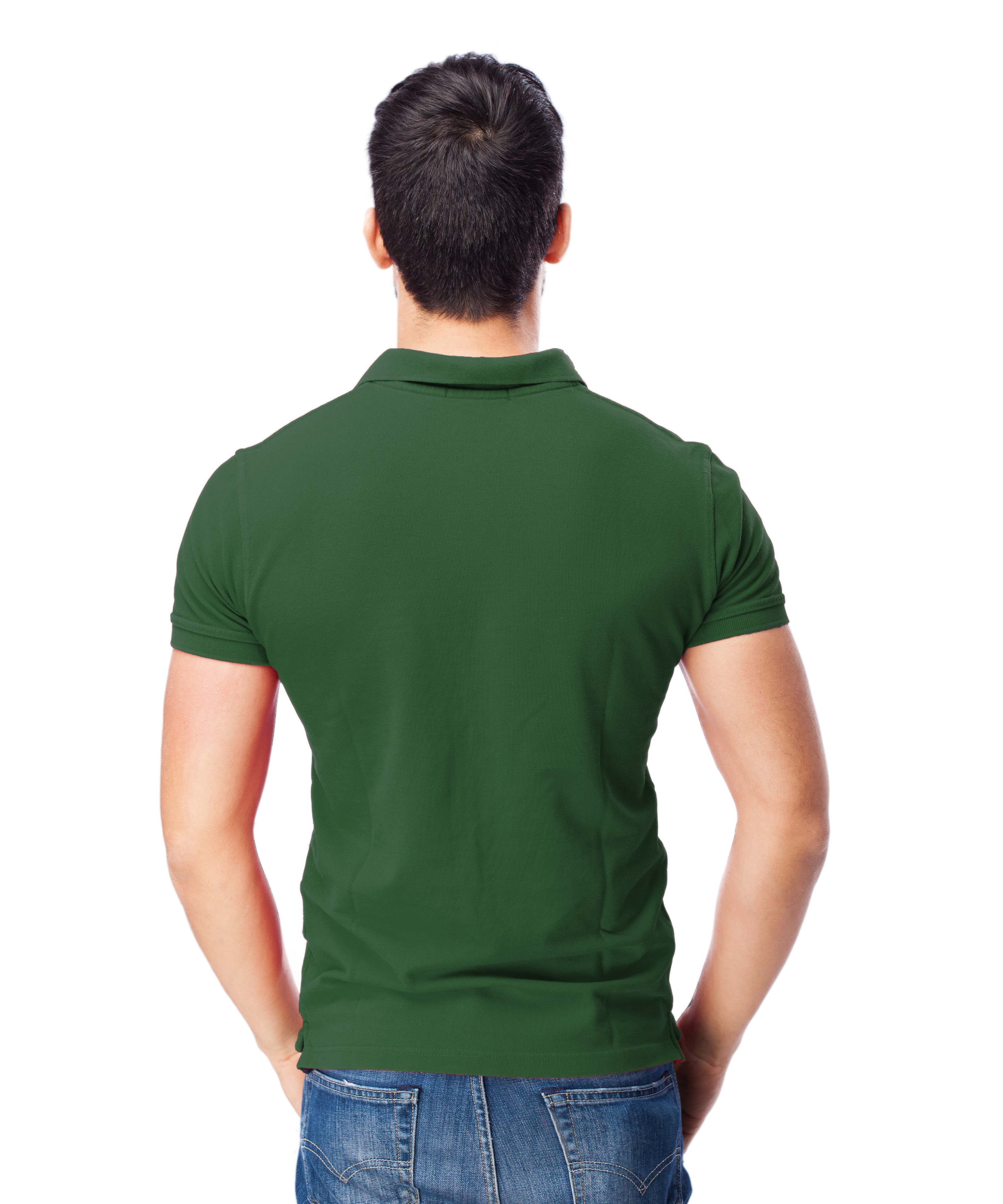 Premium Cotton Dark Green Color Plain Polo Collar Tshirt