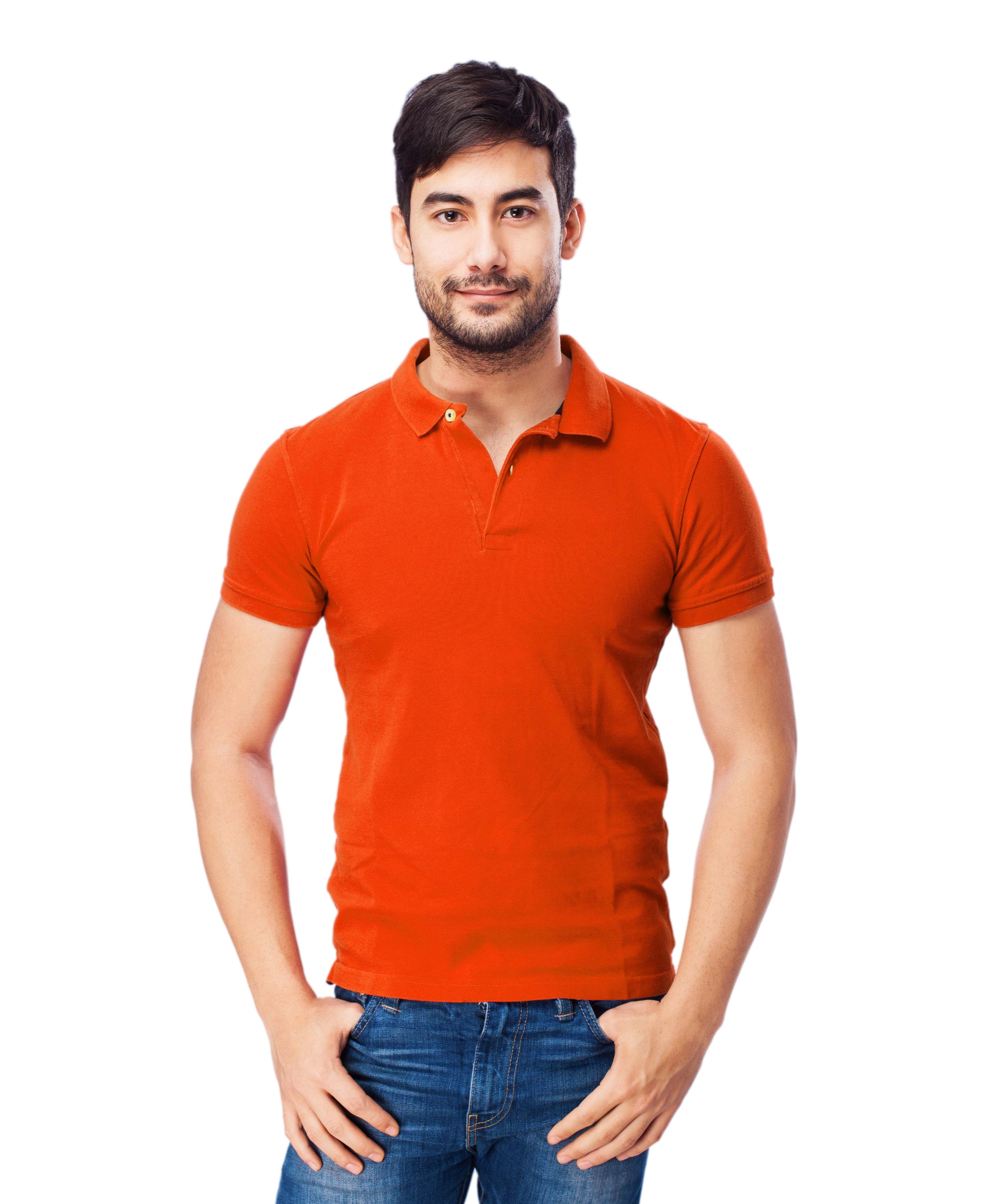 Premium Cotton Orange Plain Polo Collar Tshirt