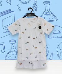 Kids 100% Cotton Set Dress Printed Half Sleeves T-shirt & Shorts Clothing Sets, Soft Unisex Cord Set, Comfortable Wear for Kids With Cool Prints, Everyday Casual Wear for Boys & Girls