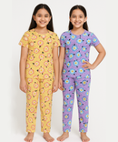 Polyster Girls Co-ord Set Combo / Age 10-11 Years XL Size (Tshirt & Track Pant Set Pack of 2)