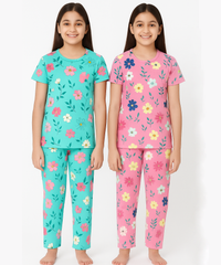 Polyster Girls Co-ord Set Combo / Age 11-12 Years XXL Size (Tshirt & Track Pant Set Pack of 2)