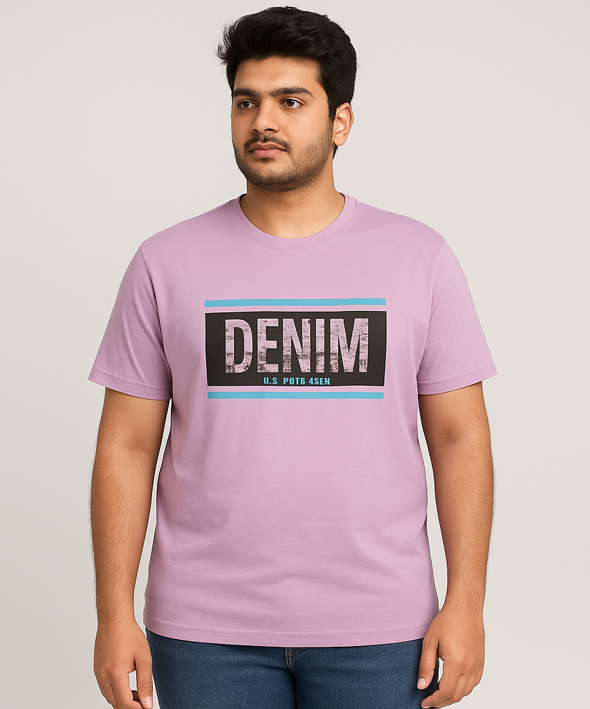Premium Mens Big Size Round Neck Purple Color Tshirt