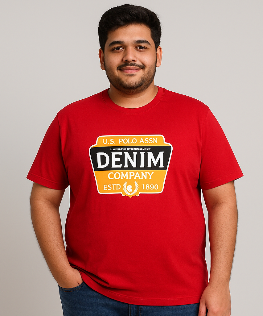 Premium Mens Big Size Round Neck Red Color Tshirt