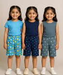 Pure Cotton Printed Shorts for Girls Kid with Elastic Age 2 To 3 Years (Pack of 3)