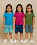 Pure Cotton Printed Shorts for Girls Kid with Elastic Age 2 To 3 Years (Pack of 3)
