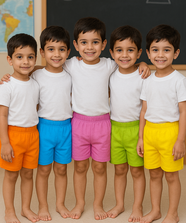 Pure Cotton Plain Shorts for Boys Kid with Elastic Age 1 to 4 Years (Pack of 10)
