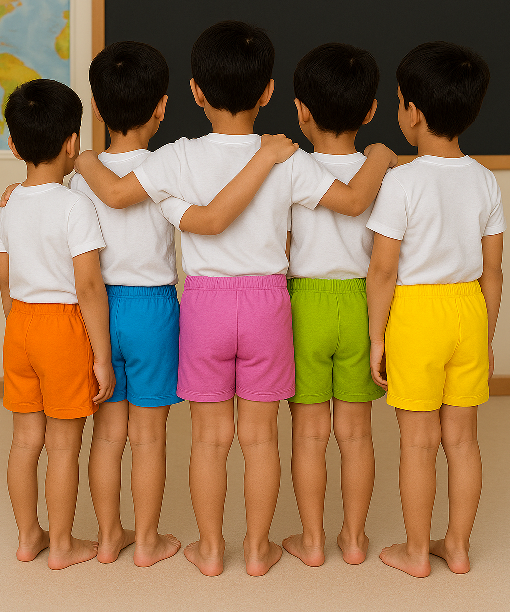 Pure Cotton Plain Shorts for Boys & Girls Kid with Elastic (Pack of 10)