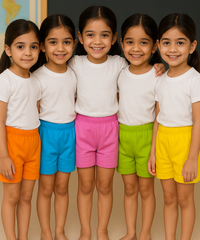 Pure Cotton Plain Shorts for Girls Kid with Elastic Age 1 to 2 (Pack of 10)