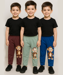 Pure Cotton Plain Trackpant for Casual Night wear for Kids Boys Age 4 To 5 Years S Size (Pack of 3)