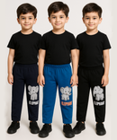 Pure Cotton Plain Trackpant for Casual Night wear for Kids Boys Age 6 To 7 Years L Size (Pack of 3)