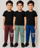 Pure Cotton Plain Trackpant for Casual Night wear for Kids Boys Age 6 To 7 Years L Size (Pack of 3)