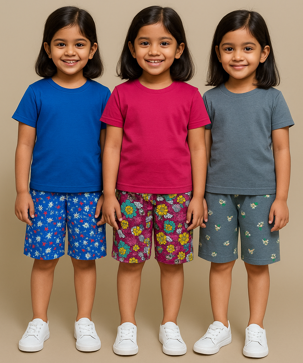 Pure Cotton Printed Shorts for Girls Kid with Elastic Age 10 To 11 Years (Pack of 3)
