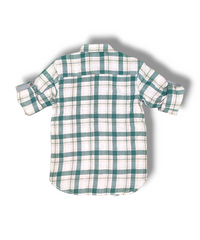 QT Boy Green Checked Boys Full Sleeve Shirt / Boys Checked Shirt with Double Pocket
