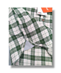 QT Boy Green/White Checked Boys Full Sleeve Shirt / Boys Checked Shirt with Double Pocket
