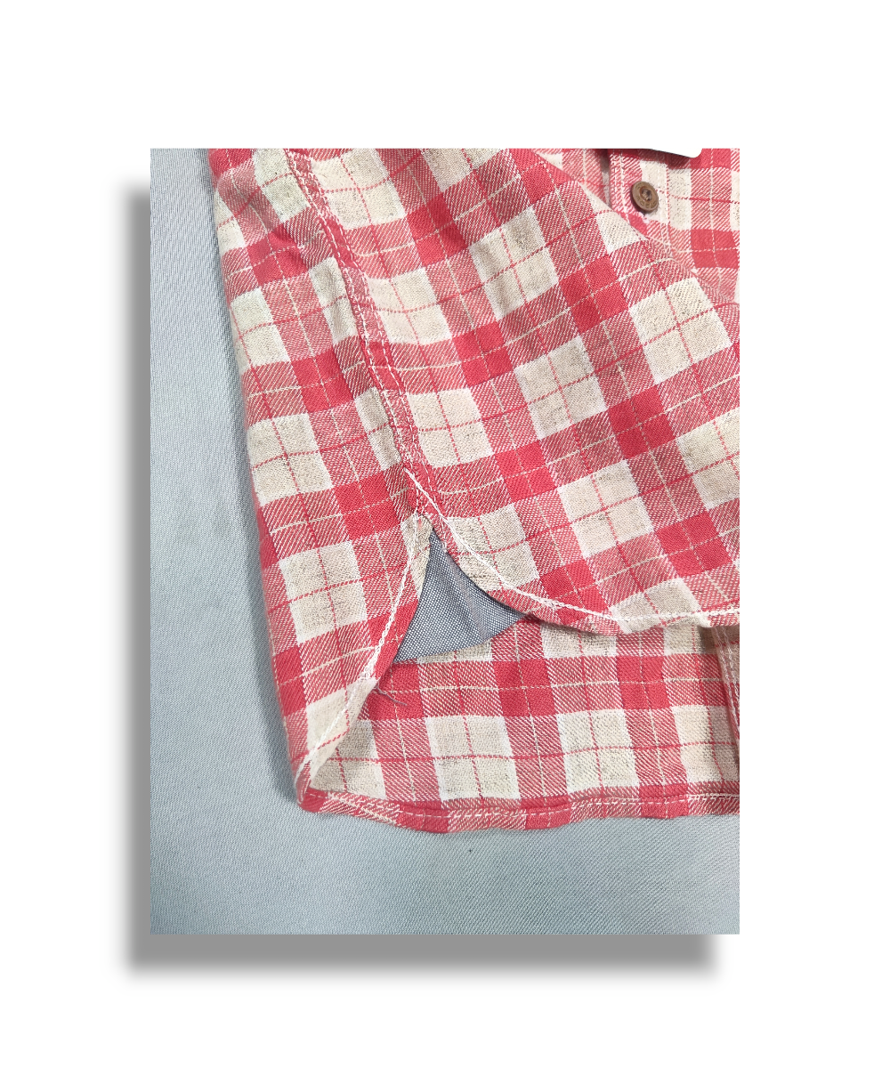 QT Boy Pink Checked Boys Full Sleeve Shirt / Boys Checked Shirt with Double Pocket