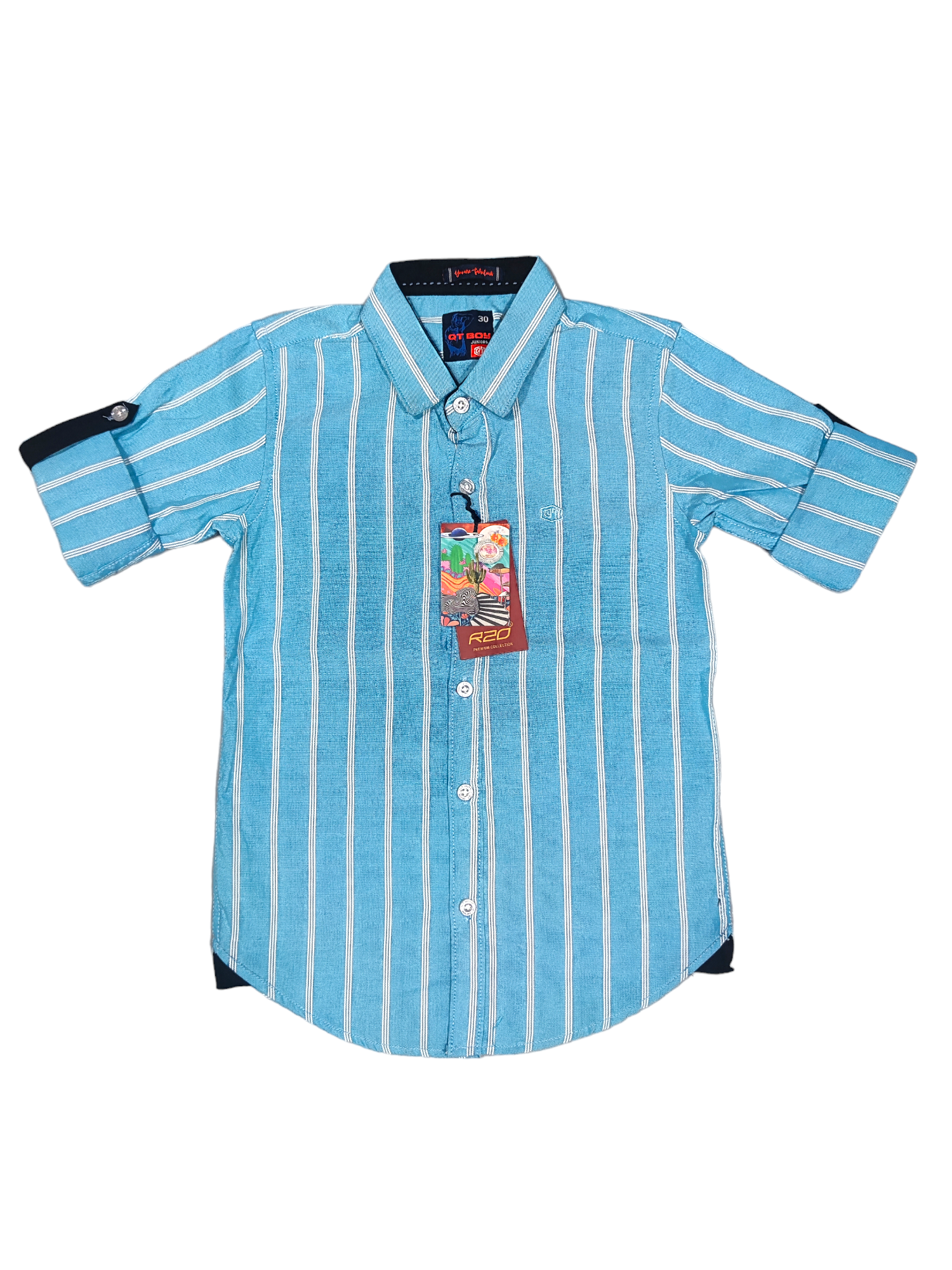 R20 Blue Checked Boys Full Sleeve Shirt / Boys Checked Shirt without Pocket