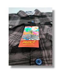 R20 Dark Gray Checked Boys Full Sleeve Shirt / Boys Checked Shirt without Double Pocket