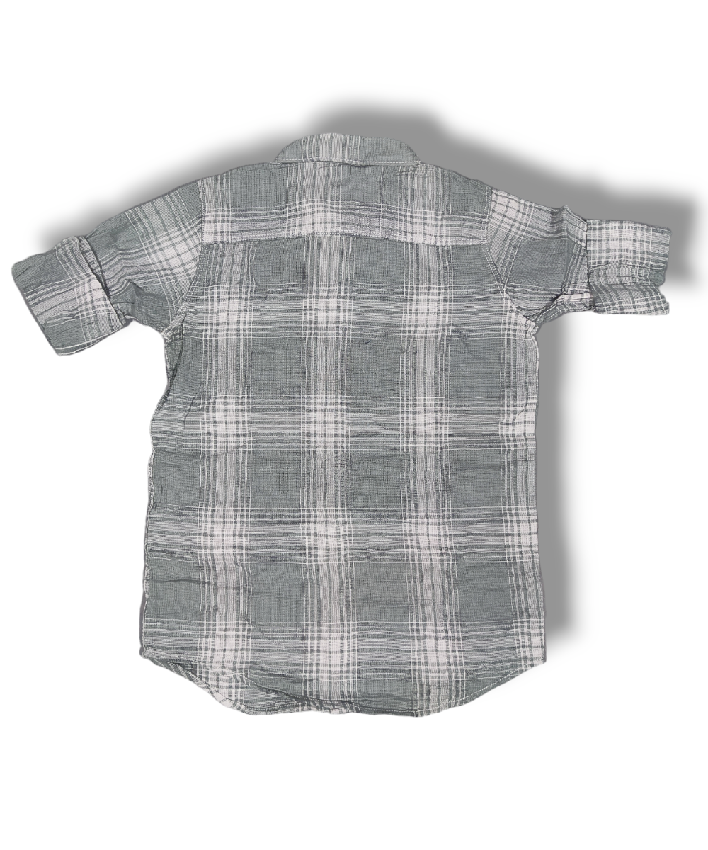 R20 Gray/White Checked Boys Full Sleeve Shirt / Boys Shirt with Pocket