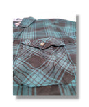 R20 Green/Black Checked Boys Full Sleeve Shirt / Boys Checked Shirt without Double Pocket