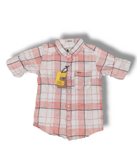R20 Pink/White Checked Boys Full Sleeve Shirt / Boys Shirt with Pocket
