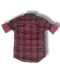 R20 Red Checked Boys Full Sleeve Shirt / Boys Checked Shirt without Double Pocket