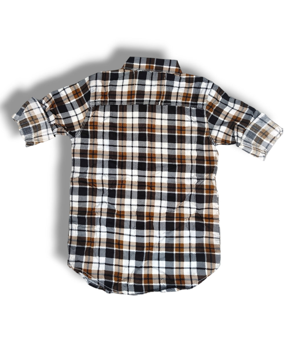 R20 Yellow/White Checked Boys Full Sleeve Shirt / Boys Checked Shirt without Double Pocket