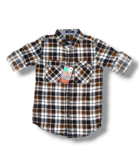 R20 Yellow/White Checked Boys Full Sleeve Shirt / Boys Checked Shirt without Double Pocket