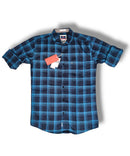Reserve Racing Blue/Navy Checked Mens Full Sleeve Shirt / Mens Full Hand Shirt Single Pocket