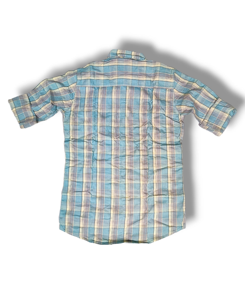Reserve Racing Blue/Yellow Checked Mens Full Sleeve Shirt / Mens Full Hand Shirt Double Pocket