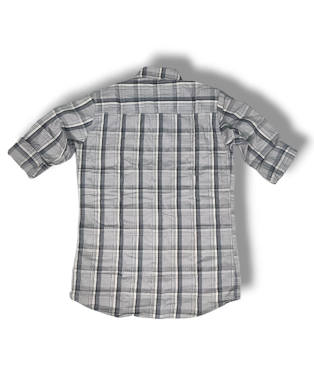 Reserve Racing Gray Checked Mens Full Sleeve Shirt / Mens Full Hand Shirt Double Pocket