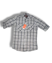 Reserve Racing Gray Checked Mens Full Sleeve Shirt / Mens Full Hand Shirt Double Pocket