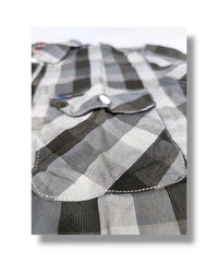 Reserve Racing Gray/White Checked Mens Full Sleeve Shirt / Mens Full Hand Shirt Double Pocket
