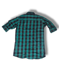 Reserve Racing Green/Black Checked Mens Full Sleeve Shirt / Mens Full Hand Shirt Double Pocket