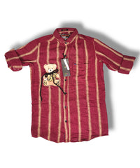 Reserve Racing Maroon Stripes Mens Full Sleeve Shirt / Mens Full Hand Shirt Single Pocket