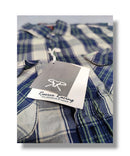 Reserve Racing Navy/Gray Checked Mens Full Sleeve Shirt / Mens Full Hand Shirt Double Pocket