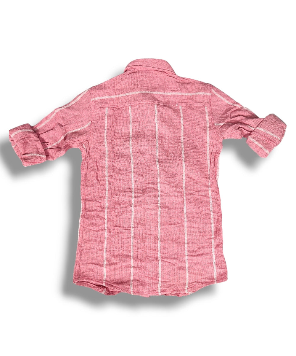 Reserve Racing Pink/White Stripes Mens Full Sleeve Shirt / Mens Full Hand Shirt Single Pocket