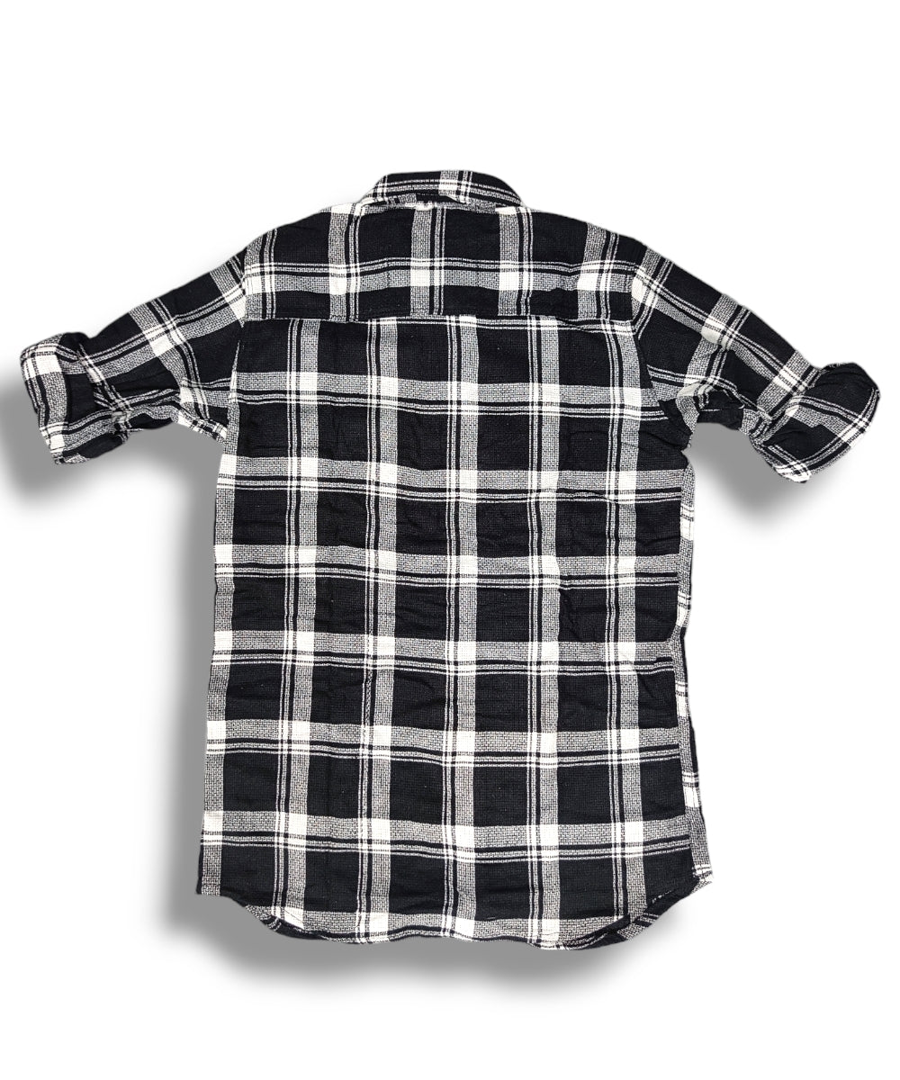 Reserve Racing White/Black Stripes Mens Full Sleeve Shirt / Mens Full Hand Shirt Single Pocket