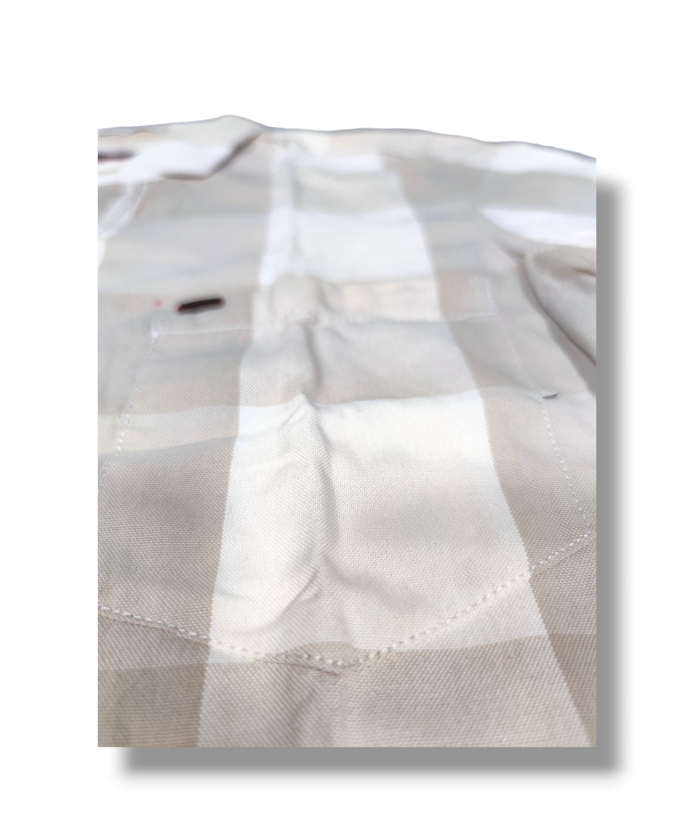 Reserve Racing White Checked Mens Full Sleeve Shirt / Mens Full Hand Shirt Single Pocket