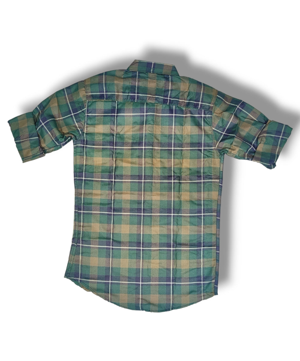 Reserve Racing yellow/Green Checked Mens Full Sleeve Shirt / Mens Full Hand Shirt Single Pocket