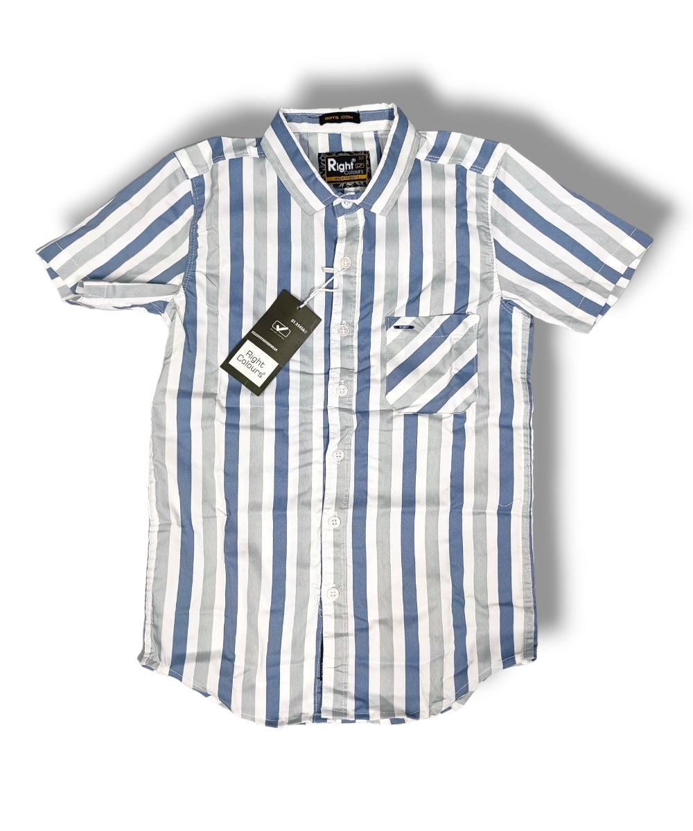 Right Colours Blue/Gray Checked Boys Half Sleeve Shirt / Boys Shirt with Pocket