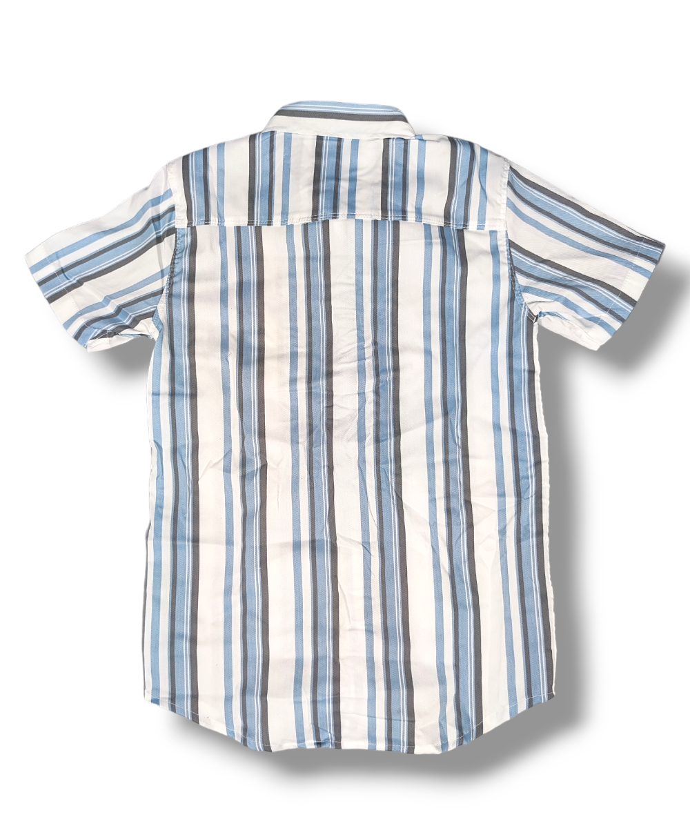 Right Colours Blue/Gray Strips Boys Half Sleeve Shirt / Boys Shirt with Pocket