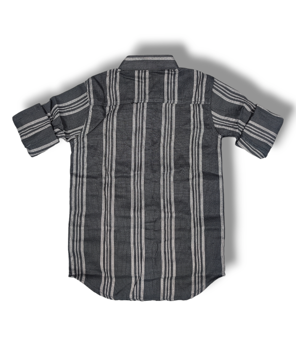 Right Colours Dark Gray Strips Boys Full Sleeve Shirt / Boys Shirt with Pocket