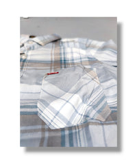 Right Colours Gray/White Checked Boys Half Sleeve Shirt / Boys Shirt with Pocket