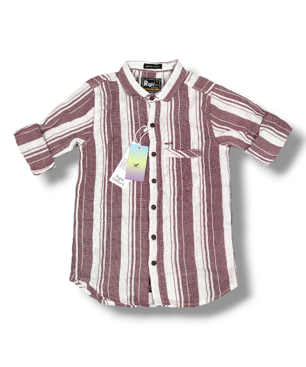 Right Colours Maroon Strips  Boys Full Sleeve Shirt / Boys Shirt with Pocket