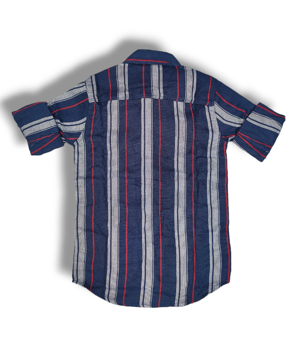 Right Colours Navy Maroon Strips Boys Full Sleeve Shirt / Boys Shirt with Pocket