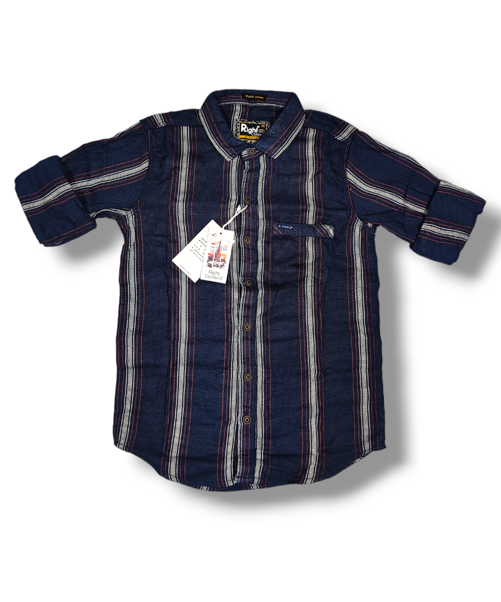 Right Colours Navy Strips Boys Full Sleeve Shirt / Boys Shirt with Pocket