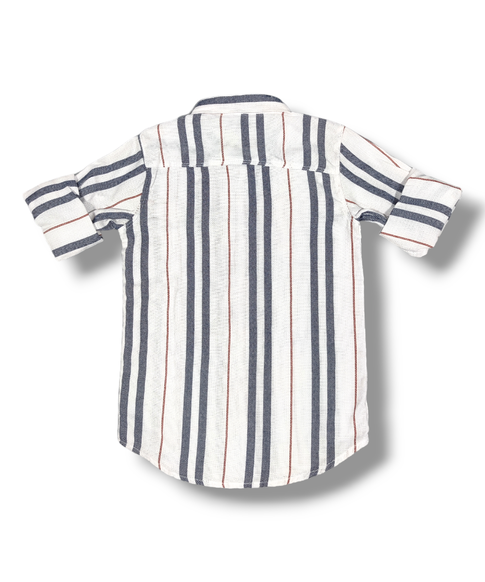 Right Colours Navy White Strips Boys Full Sleeve Shirt / Boys Shirt with Pocket