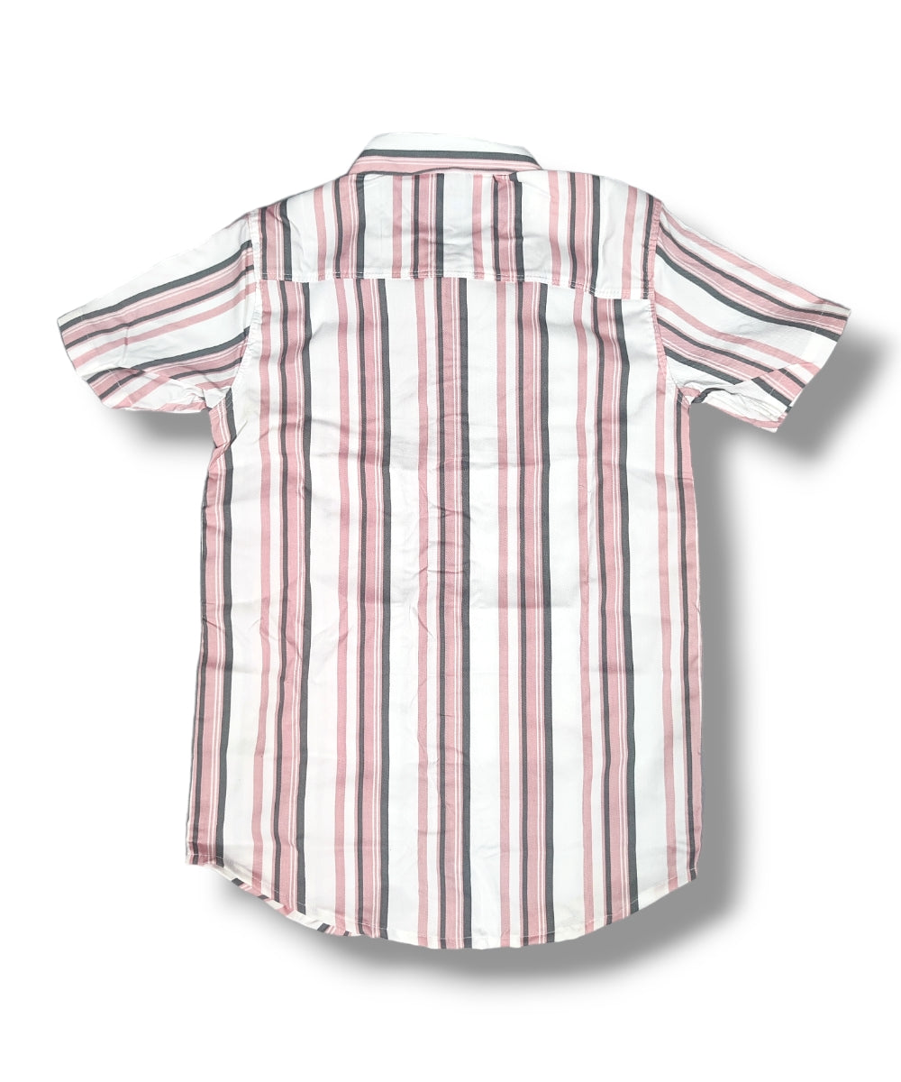 Right Colours Pink/Gray Checked Boys Half Sleeve Shirt / Boys Shirt with Pocket