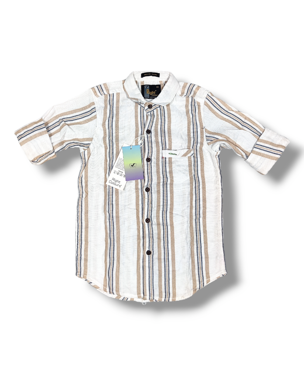 Right Colours Tortilla Black Strips Boys Full Sleeve Shirt / Boys Shirt with Pocket