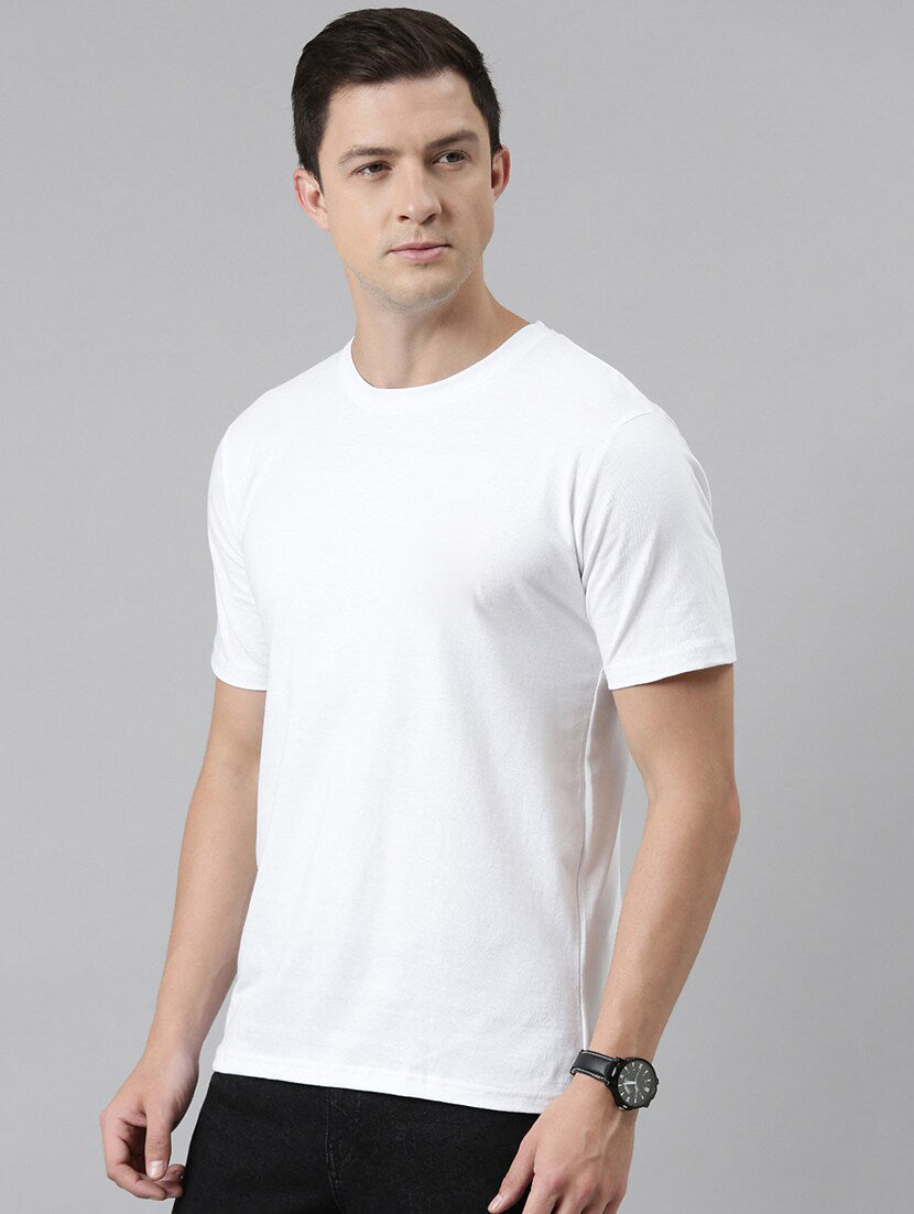 Premium Cotton White Plain Round Neck Tshirt
